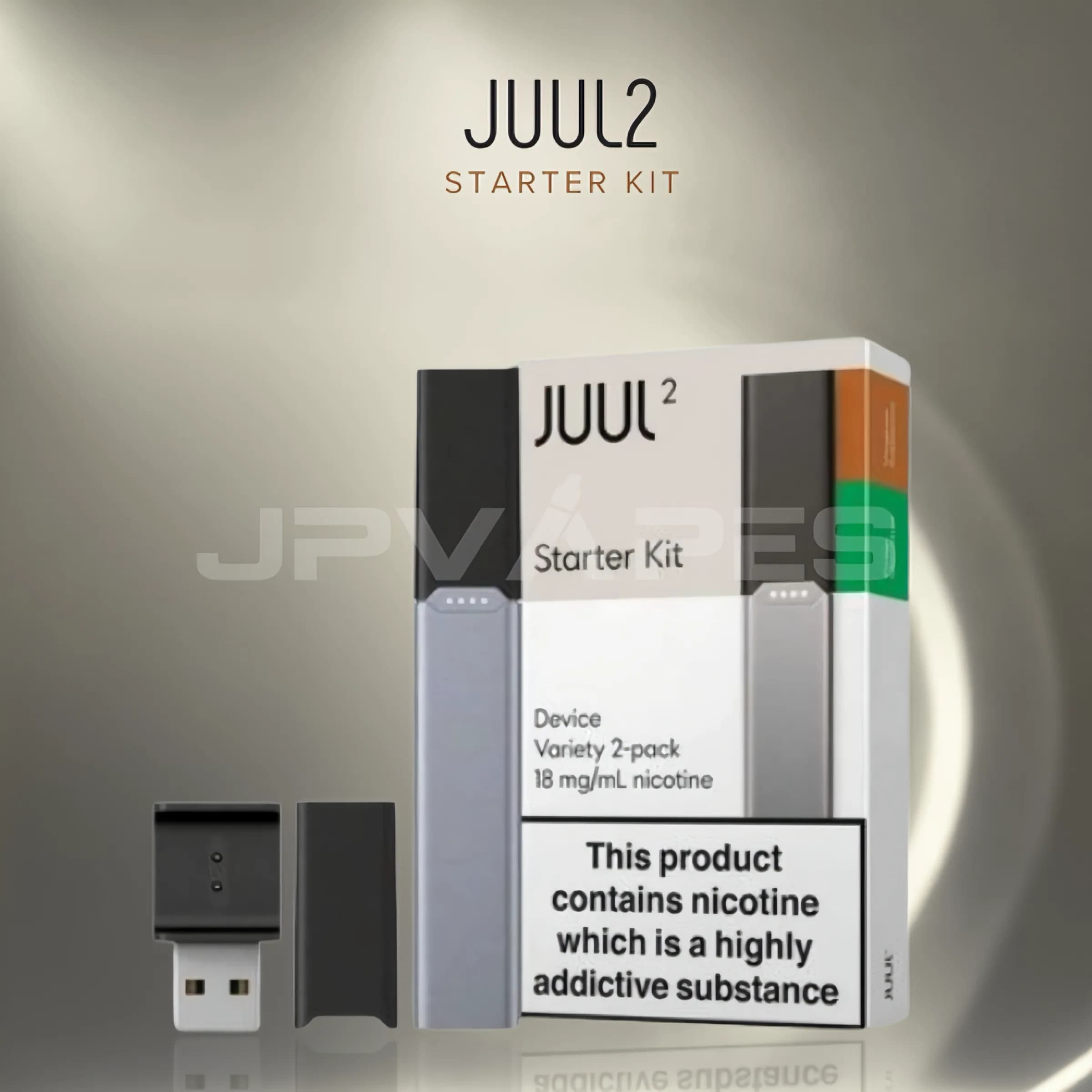JUUL2 デバイス スターターキット(JUUL2 デバイス 1個、クリスピーメンソール 1個、バージニア複数)