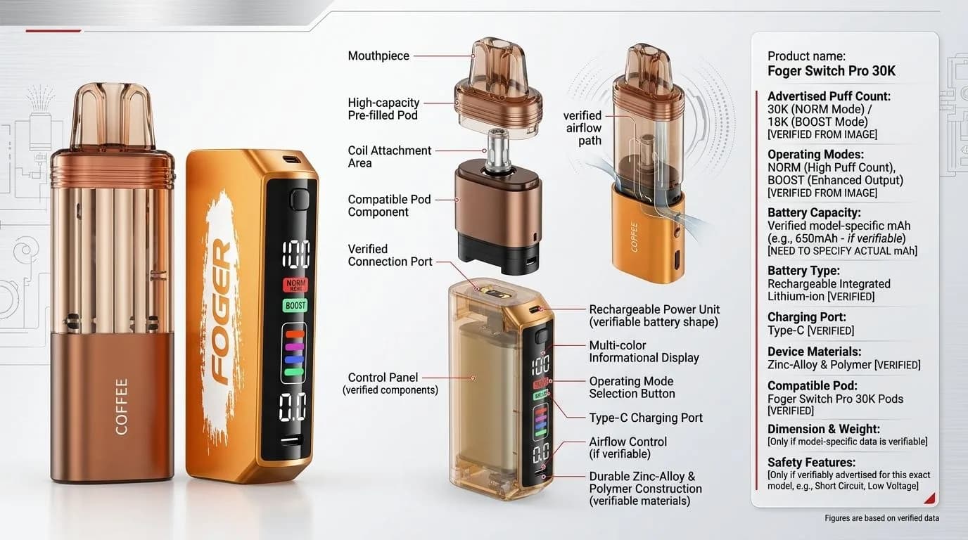 Foger Switch Pro 30K ベイプ:特徴と使い方をわかりやすく解説
